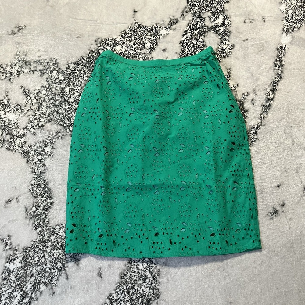 Boden Skirt Womens Sz 6 Green Eyelet Pencil Summer Classic Breathable Feminie